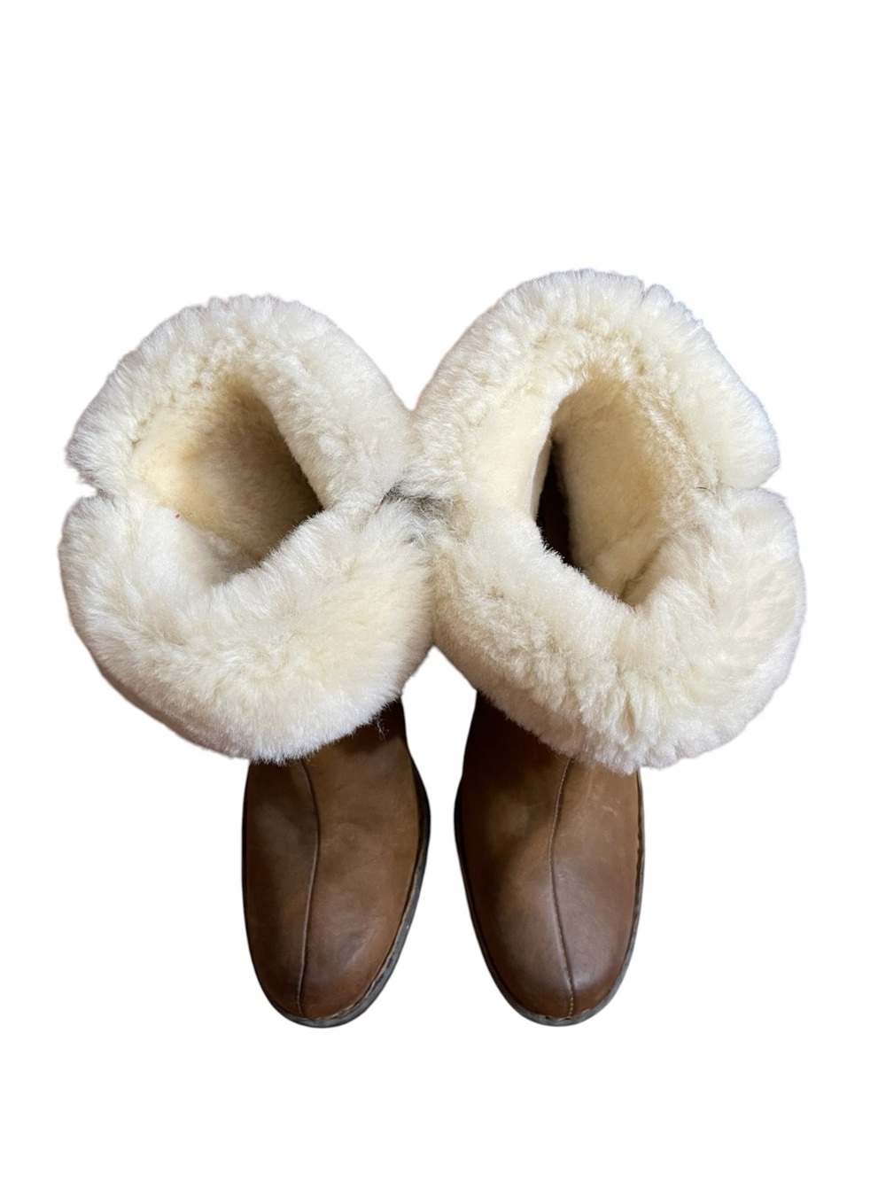 Born Donna Brown Leather Shearling Boots Genuine Sheepskin Lined Women’s 8 - Picture 5 of 13
